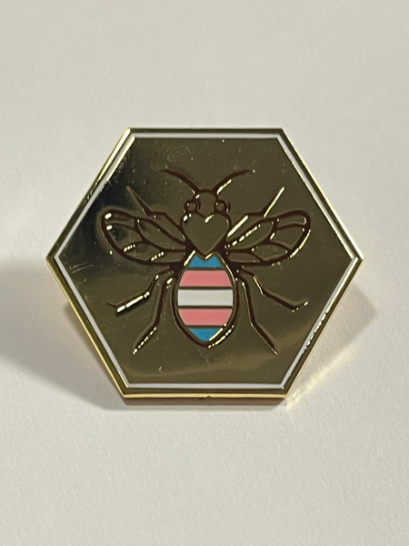 Trans Bee Enamel Pin